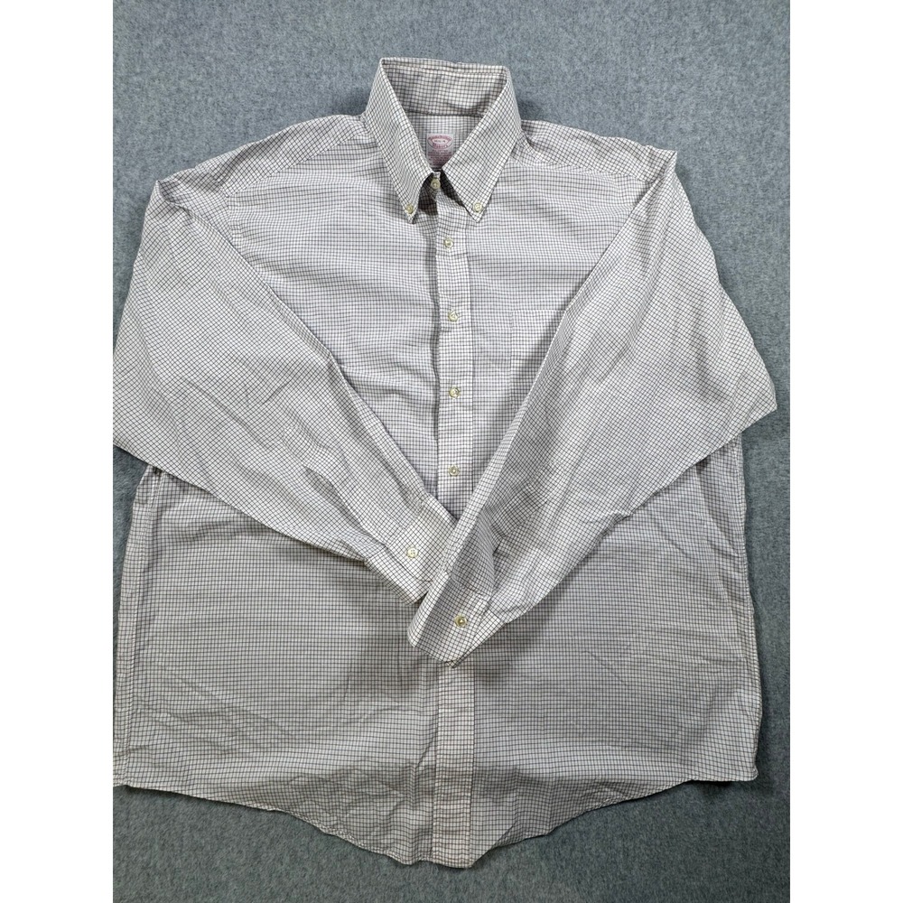 Brooks Brothers Makers Shirt Mens 16.5-4 White Tattersall Check Cotton USA Made